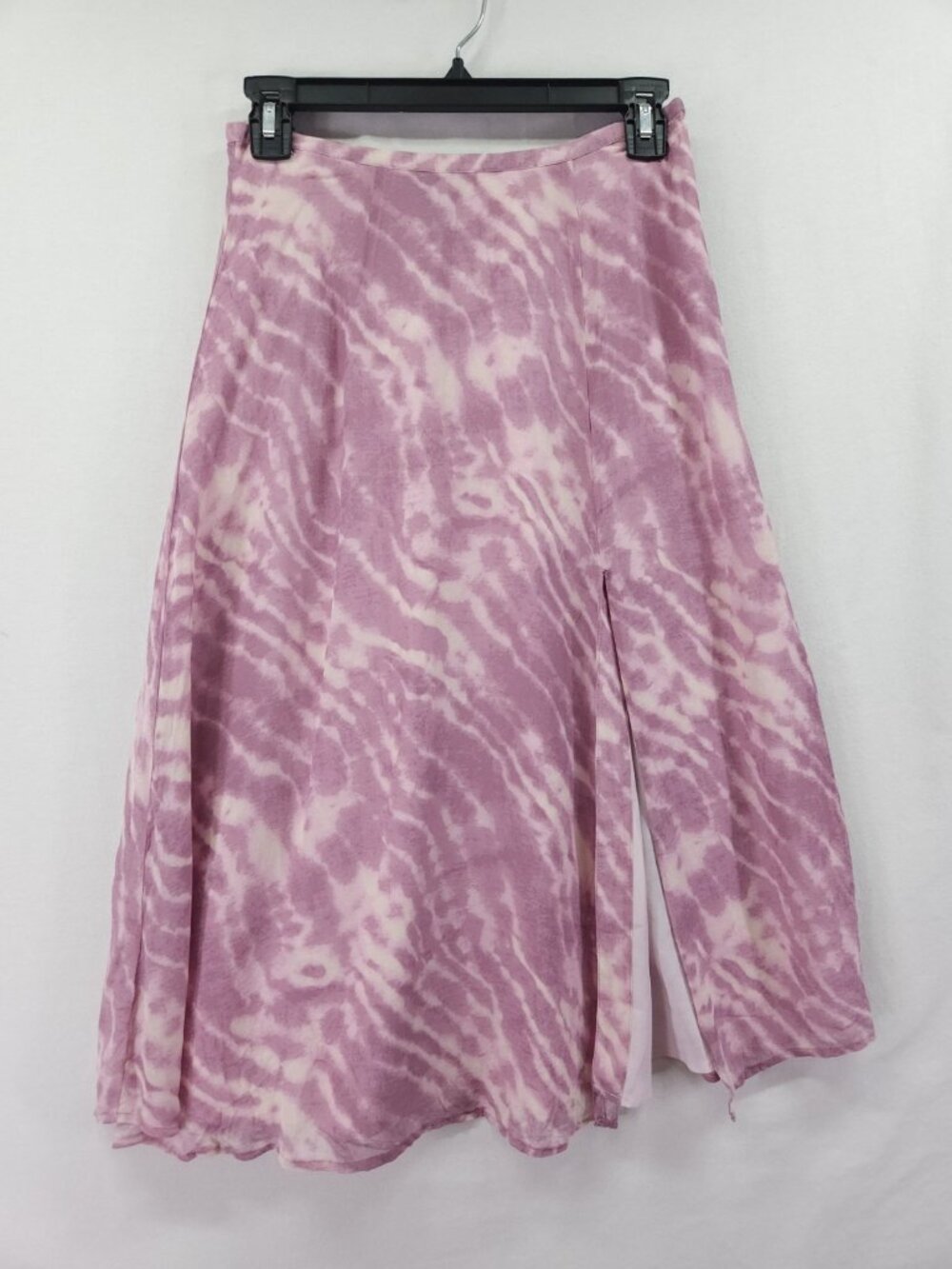 Paige Y2K Womens Size XS 100% Silk Tie Dye Midi Skirt Side Slit